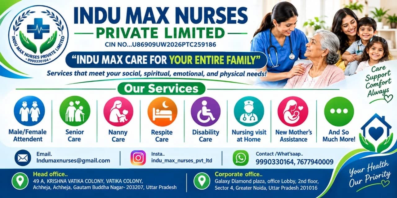 Indu Max Nurses Private Limited card: services, contact details and offices