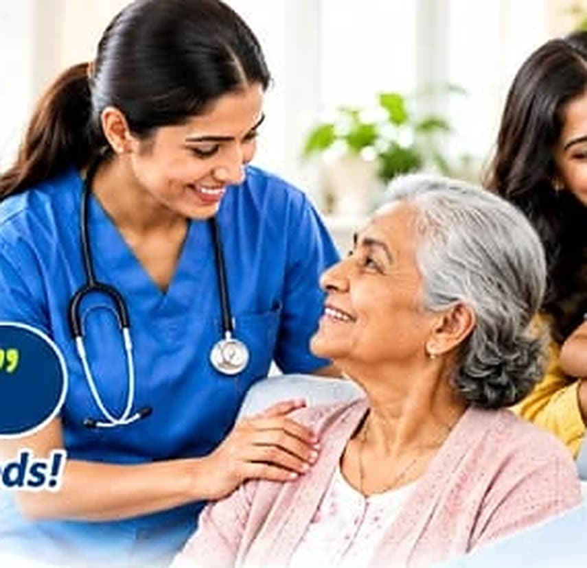 A caregiver assisting a person with mobility needs
